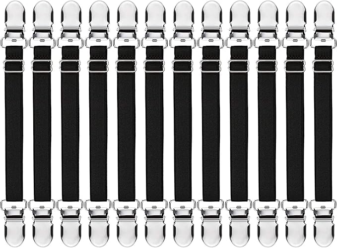 Boao 12 Pcs Bedsheet Strap Elastic Clip, 14-28 Inch Length | Adjustable Corner by Boao