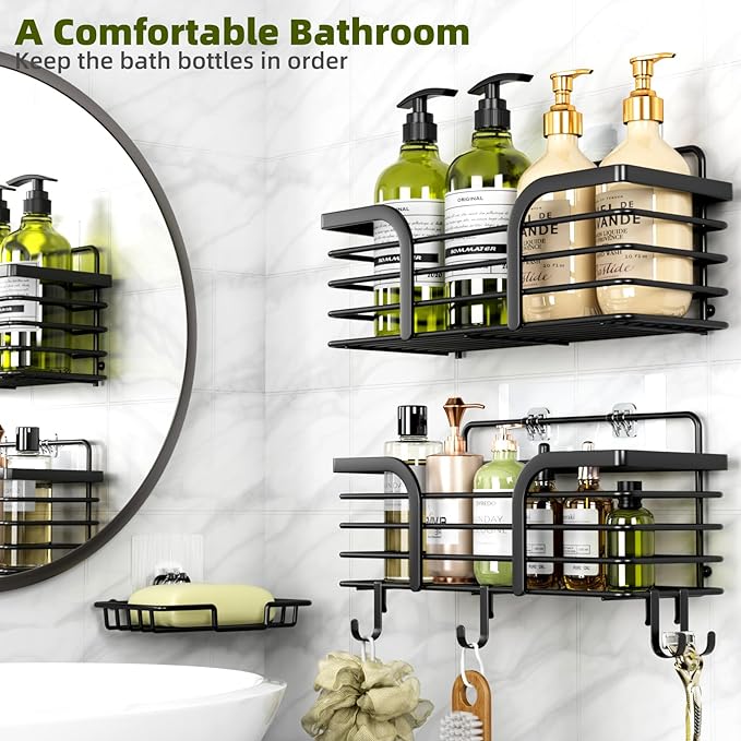 Yougai Shower Organizer with Soap Holder and Hooks - Image 3