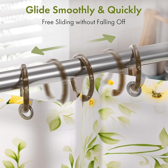 Amazer Plastic Shower Curtain Rings, O Shape Amber Brown Shower Curtain Hooks - Image 4