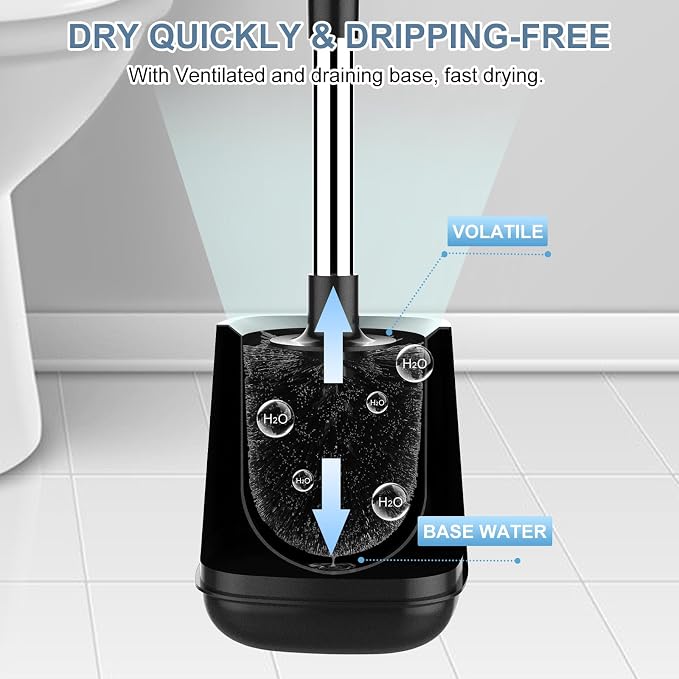 SetSail Toilet Brush and Holder 3 Pack, Self Closing Lid Toilet Bowl Brushes - Image 5