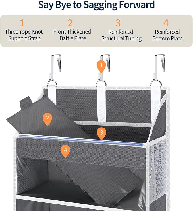 Yecaye 5 Tier Clear Over the Door Organizer Hanging, 5 Large Plastic Pockets - Image 4
