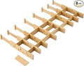 FILWH Bamboo Drawer Dividers with Inserts kitchen drawer organizer Adjustable Expandable 8 Pack Organizer Set for Kitchen Bedroom Bathroom Office 8 Dividers with 16 Inserts (Natural, Small (14-19IN))