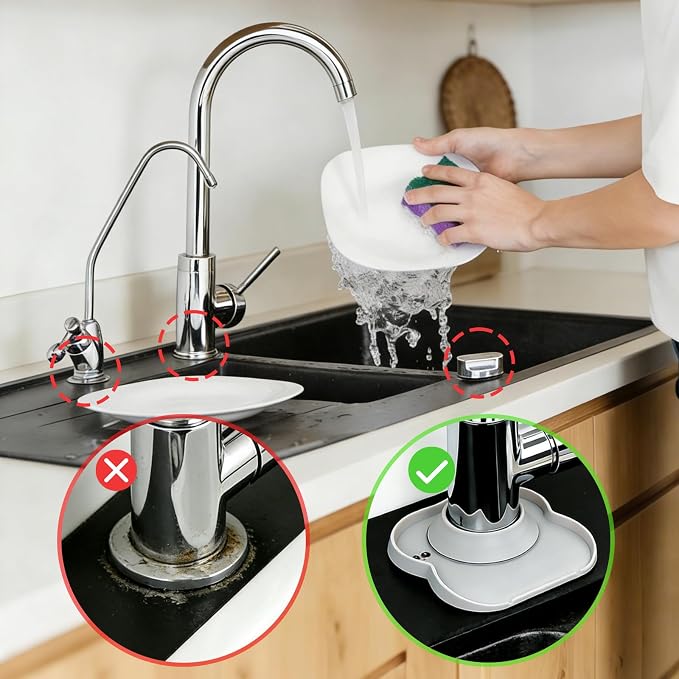 Silicone Faucet Mat for Kitchen Tap Compact Sink Splash Guard Protectors Behind - Image 7