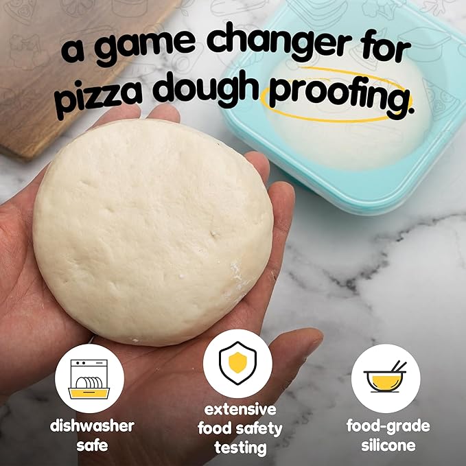 1000ml PLUS Individual Pizza Dough Proofing Containers with Airtight Lids – Food Grade Silicone, Freezer/Fridge/Dishwasher Safe – For Margherita, Pepperoni, Neapolitan Pizza – 2 Pack (Green)