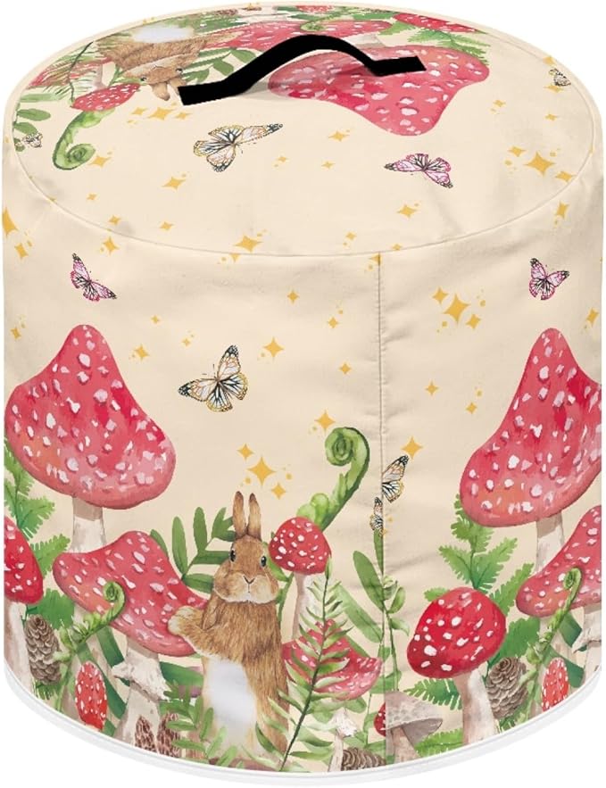 Xoenoiee Rabbit Mushroom Butterfly Pattern Pressure Cooker Cover for 6 qt Instant Pot, Kitchen Appliance Dust Cover with Pockets for Rice Cooker Air Fryer Slow Cooker