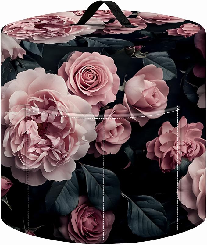 Kitchen Appliance Accessories Dust Cover for 3-6-8 Quart Instant Pot, Pressure Cooker, Air Fryer & Crock Pot,Decorative Appliance Cloth Cover with Top Handle & Storage Pockets (Pink, 8 Quart)