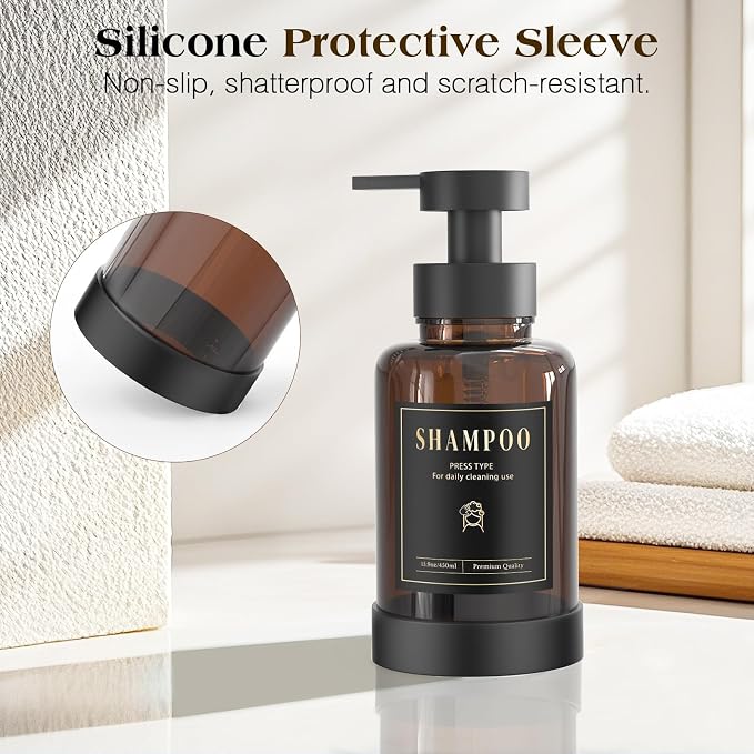 Luxspire Glass Foaming Soap Dispenser 15oz Hand Soap Bottle, 2 Pack | Anti-drip - Image 5