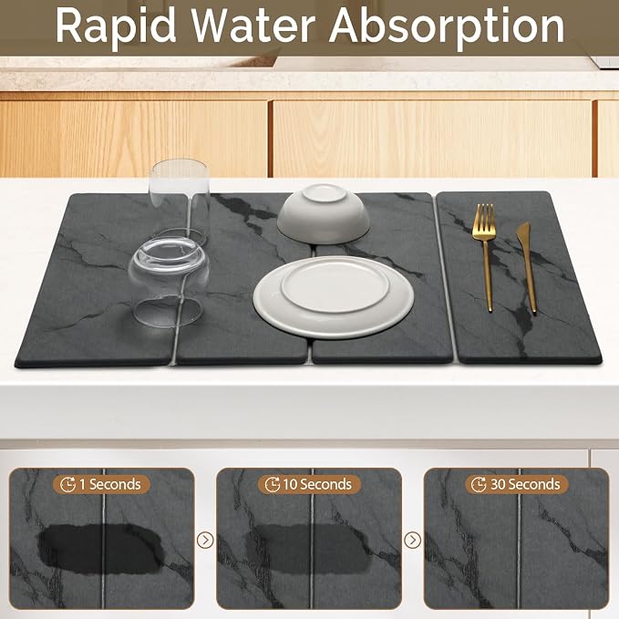 Large Stone Dish Drying Mat for Kitchen Counter, Foldable Water Absorbing - Image 5