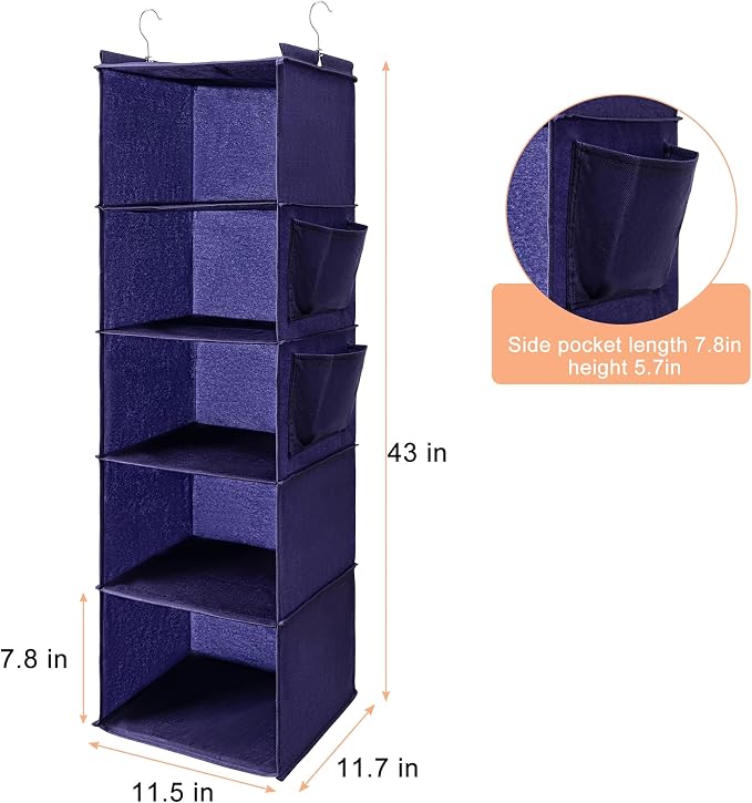 BOOMIBOO Hanging Closet Organize and Shelves, 5-Hanging Shelf （Purple） | - Image 2