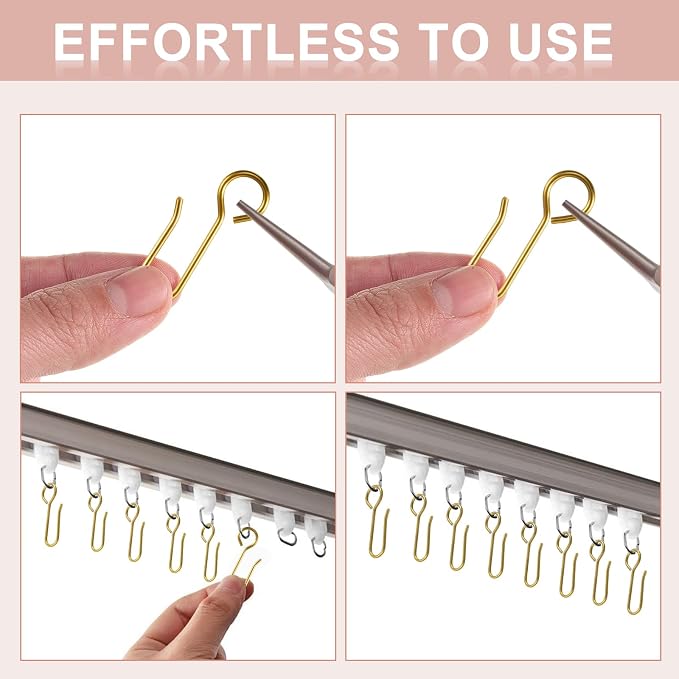 Jetec 60 Pcs Metal Curtain Track Hooks S Shaped Small Curtain Metal Drape Wire - Image 3