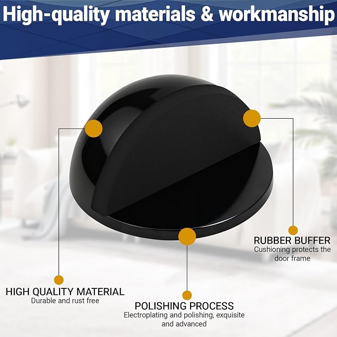 Self Adhesive Door Stoppers, Stainless Steel No Drill Rubber Floor Door Stop - Image 4