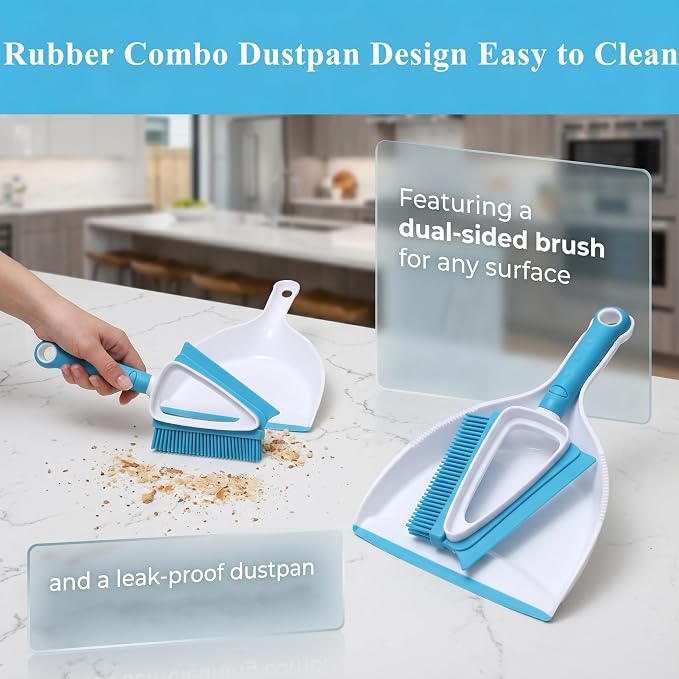 Pet Hair Rubber Brush with Mini Dustpan – Double Sided, Soft Rubber - Image 7
