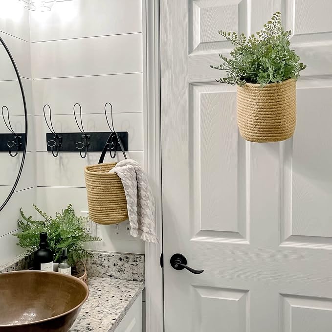 Goodpick 2 Pack Jute Wall Hanging Storage Baskets, Over Door Organizer - Image 6