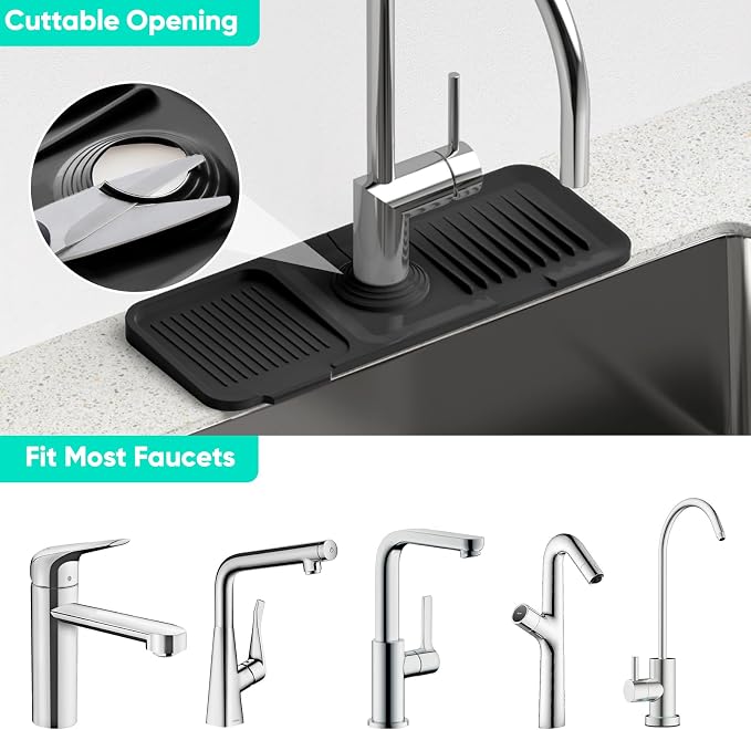 14.6'' Faucet Mat for Kitchen Sink Kitchen Sink Splash Guard Silicone Kitchen - Image 5
