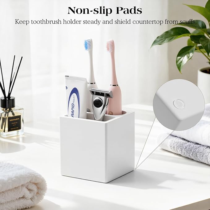 Luxspire Toothbrush Holder, 3 Slots, Light Gray | Diatomite, Fast Drying - Image 4