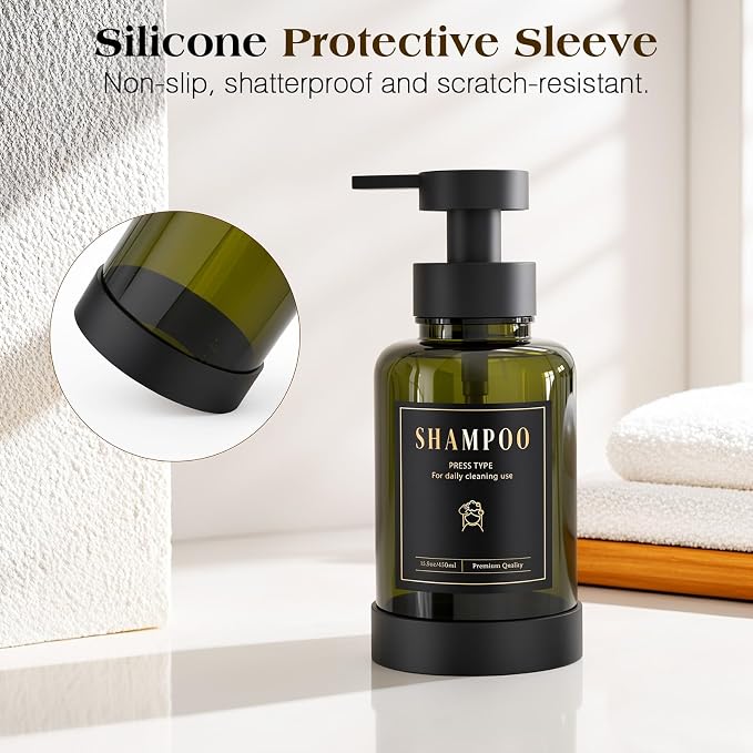 Luxspire Foaming Soap Dispenser 15oz Hand Soap Bottle, Olive Green, 2 Pack | - Image 5