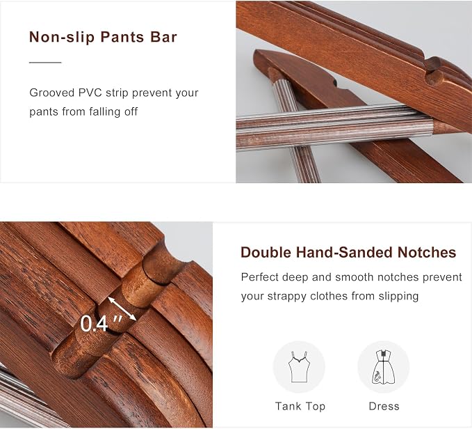TOPIA HANGER Walnut Wooden Hangers 30 Pack, Heavy Duty Clothes Hangers | - Image 8
