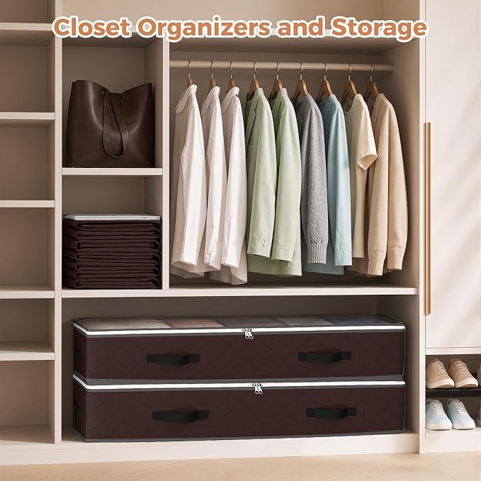 6 Pack 95L Under bed Storage Containers Brown | Underbed Storage Bags - Image 4