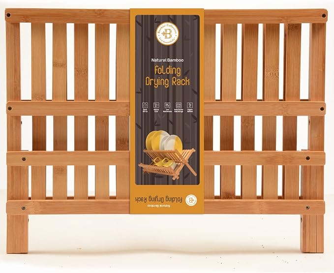 Bambüsi Collapsible Dish Drying Rack, Foldable Kitchen Counter Dish Drainer | - Image 8