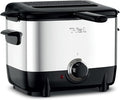 T-fal Mini Deep Fryer, Stainless Steel Deep Fryer with Basket, 1 Liter, Versatile Temperature Control, 900 Watts, Temperature Control, Easy to Clean, Black