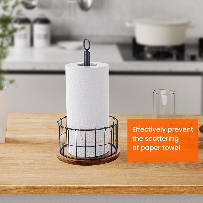 Homode Paper Towel Holder Stand, Countertop Paper Towel Holder Rustic Brown - Image 3