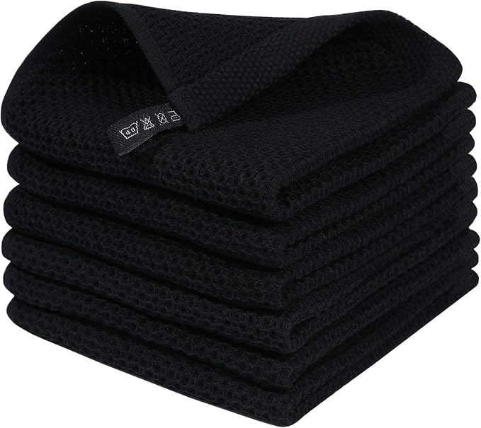 Homaxy 100% Cotton Waffle Weave Kitchen Dish Cloths 6-Pack, Ultra Soft by Homaxy