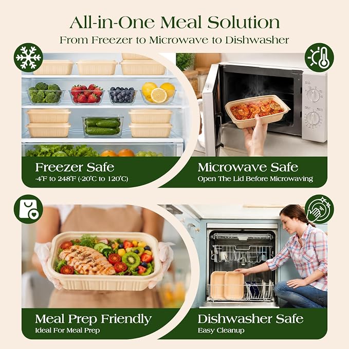 50 Pack Food Containers with Lids, 22oz Meal Prep Containers Reusable - Image 6