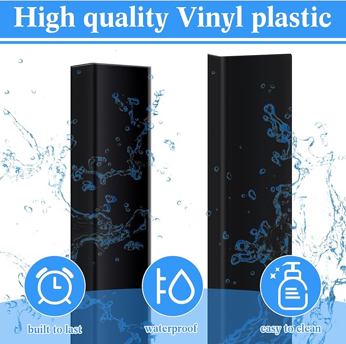 Sasylvia 10 Pcs Wall Corner Protector Guards, 1 x 1/2 x 36 Inches Avoid Scratching Scuffs, Black Vinyl Corner Trim Molding, Ease Install & Cleaning for Door Countertop Furniture Cabinet Protection