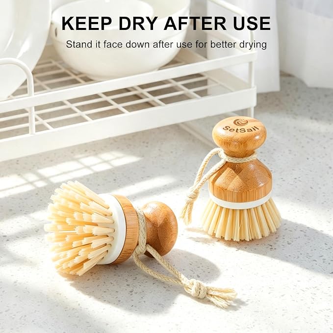 Bamboo Dish Scrubber 2 Pack Kitchen Brushes - Image 7