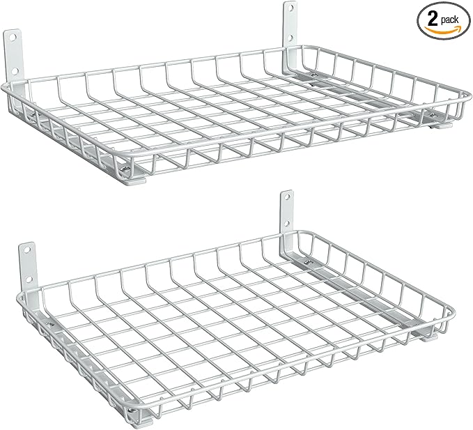 TORACK 2 Pack 12x24 inch Wall-Mounted Shelf, Garage Wall Shelves for Closet & Laundry Room, Heavy-Duty Floating Shelf Hold Up to 60 lbs(White)