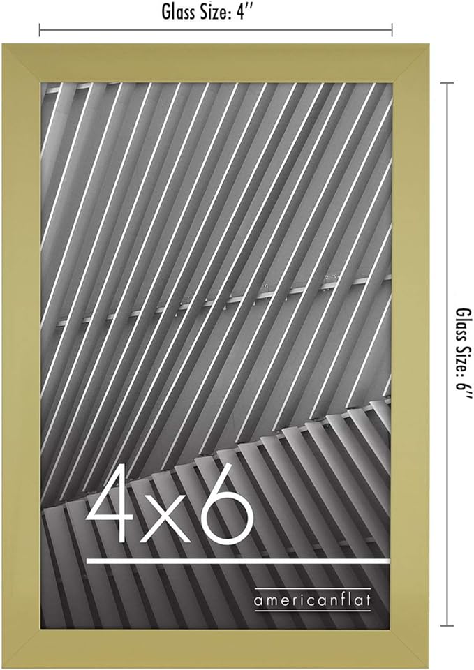 Americanflat 4x6 Picture Frame with Shatter-Resistant Glass - Streamline Collection - Thin Border Photo Frame for Tabletop and Wall Display - Hanging Hardware and Easel Stand Included - Gold