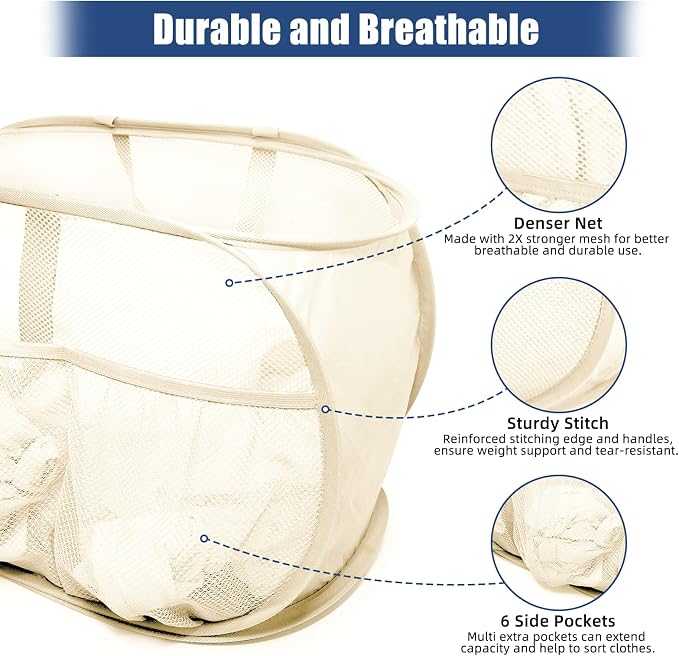 Collapsible Laundry Baskets, Upgrade Pop Up Laundry Hamper - Image 5