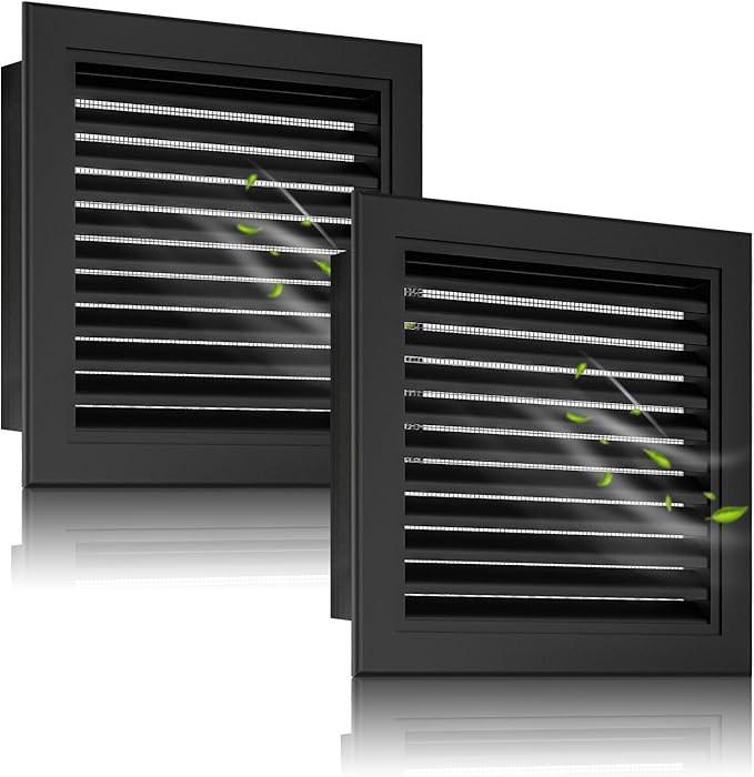 2-Pack 14"x14" Shed Vents with Screen – Aluminum Gable Vents for Houses, Attics, and Garages – Vent Opening: 12"x12", Smooth Air Circulation