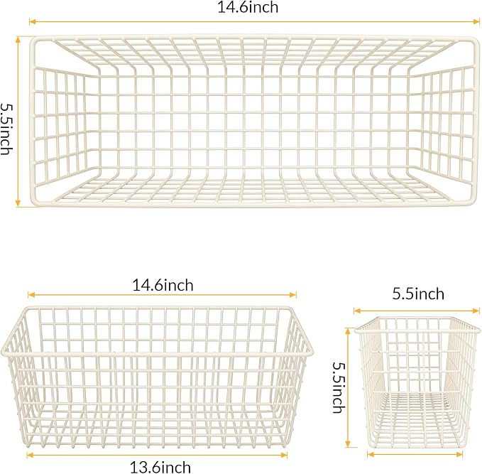 Kinlink 2 Sets White Extra Large Hanging Wall Basket - Image 2