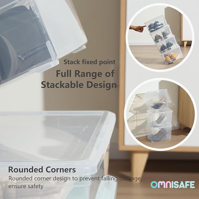 Stackable Plastic Storage Shoebox, BPA-Free Nestable Container - Image 4