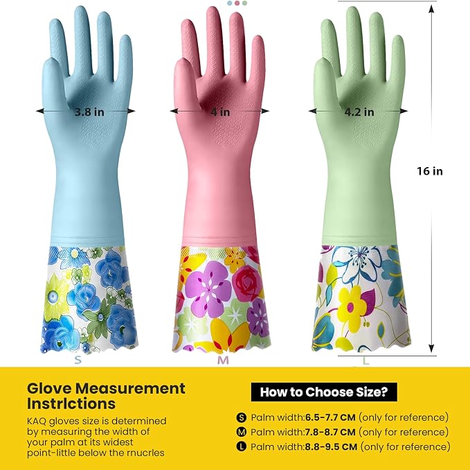 KAQ 3 Pairs Rubber Cleaning Gloves, Reusable Dishwashing Gloves - Image 7