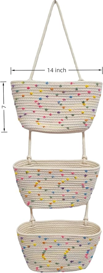 Hanging Basket, Over Door Organizer, 3 -Tier Wall Basket - Image 9