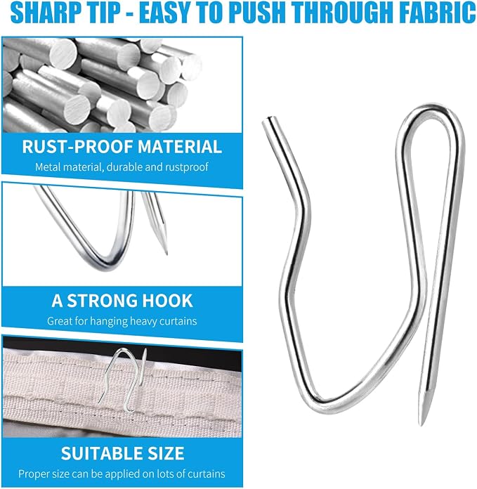 Sopito 58Pcs Curtain Hooks for Door Window Shower Curtain, Durable Metal - Image 4