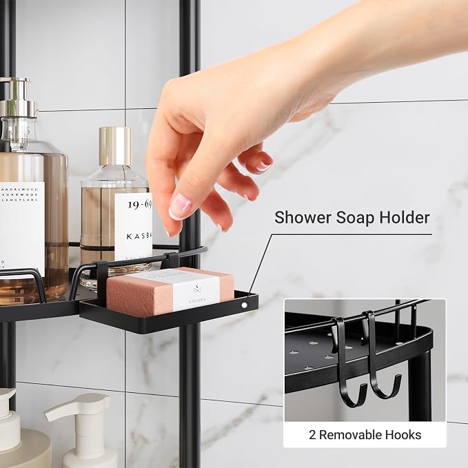 ELYKEN Corner Shower Caddy Standing, 4 Tier Metal Shower Organizer - Image 3