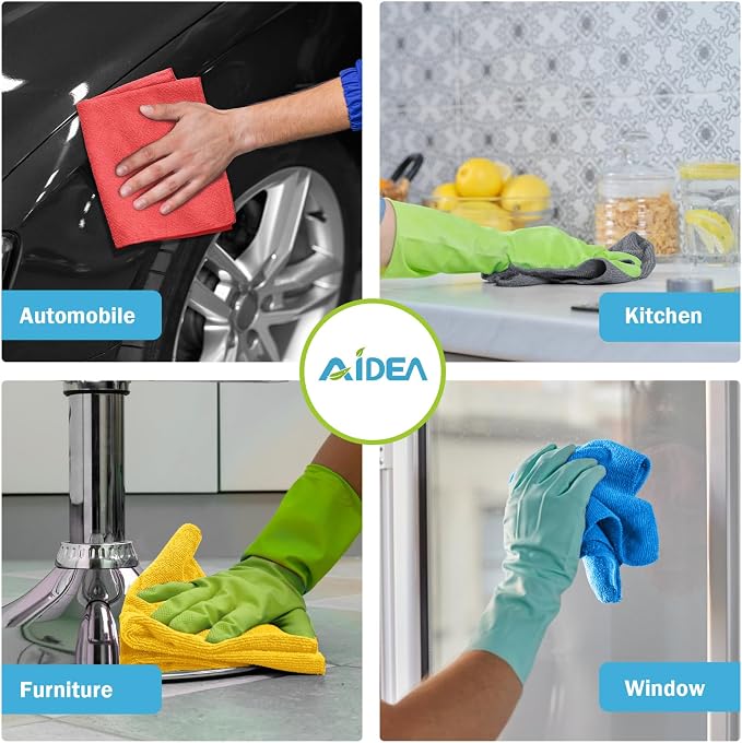 AIDEA Microfiber Cleaning Cloth Red-50PK, Soft Absorbent Shop Rags, Microfiber - Image 4
