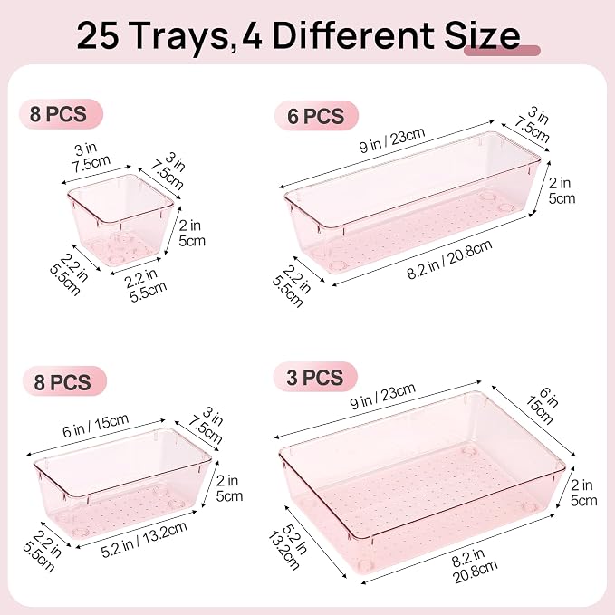 Vtopmart 25 Pack Plastic Drawer Organizers - Image 2