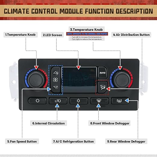 599-009 A/C Heater Climate Control Panel Module Switch for Cadillac Escalade ESV EXT 2003-2006 for Hummer H2 2003-2007 for Chevy Avalanche Silverado Tahoe 2003-2007 for GMC Sierra Yukon 2003-2007