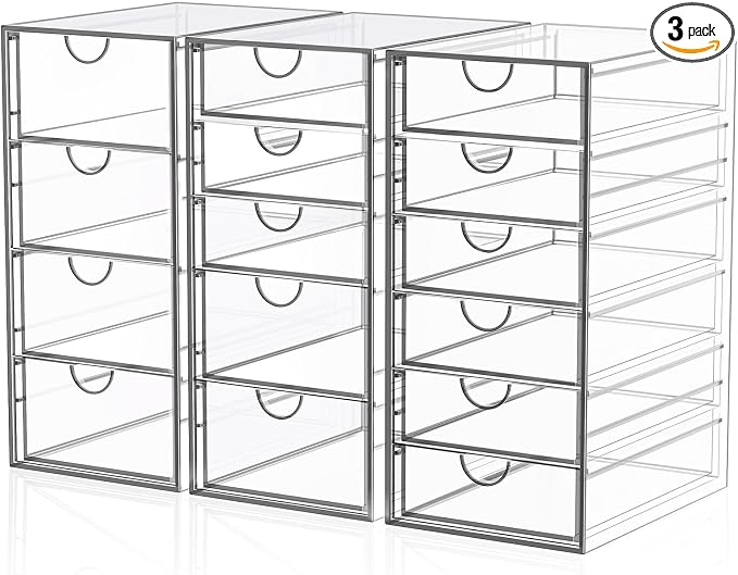 YFXCVSL 3-Pack Acrylic 15-Drawer Storage & Makeup Organizer by YFXCVSL