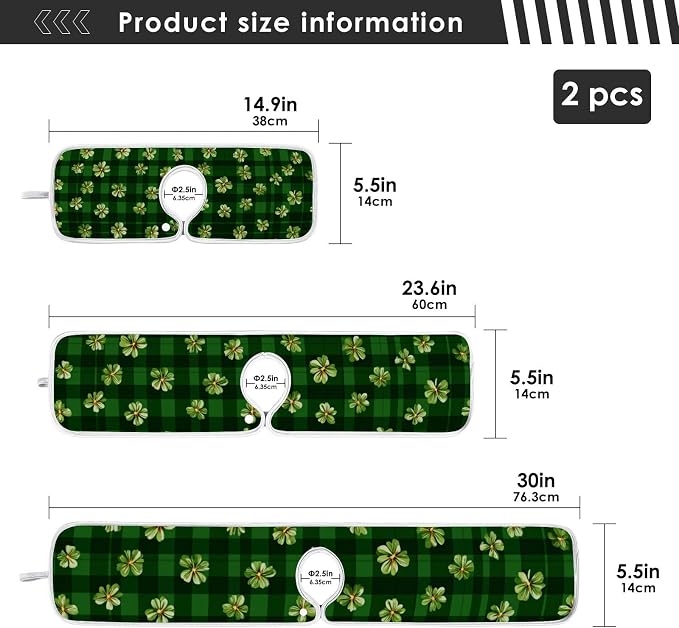 Green Checkered Tiny Clovers Line Sink Mat - Image 4