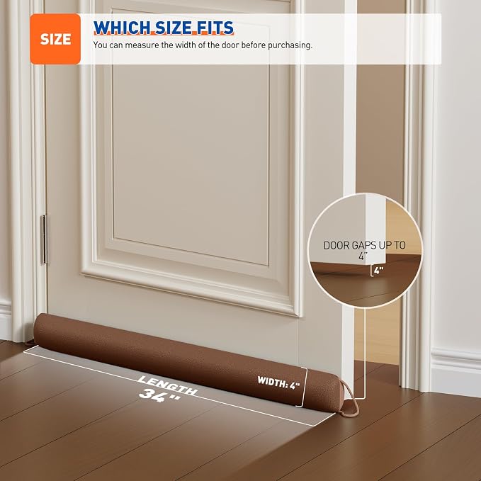 MAGZO Door Draft Stopper 34 Inches, Seals 3" Gaps, Soundproof & Thermal - Image 3
