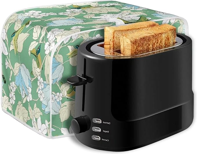 Hummingbird Flower Print 2 Slice Toaster Cover for Home Stain Resistant Waterproof Bread Maker Cover for Kitchen Small Appliance