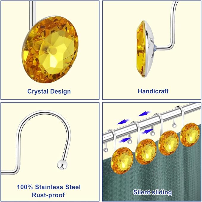 12PCS Stainless Steel Shower Curtain Hooks Rings - Image 3