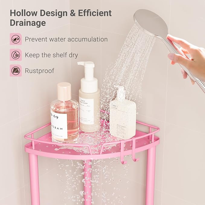 ELYKEN Corner Shower Caddy Standing, 3 Tier Metal Shower Organizer - Image 6