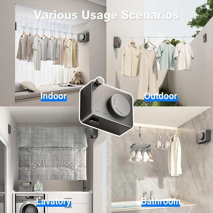 MUSTORN Retractable Clothesline Indoor, Non-Sagging Outdoor Clothes Line - Image 5