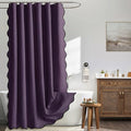 MIULEE Purple Scalloped Linen Shower Curtain 72x72 Inches by MIULEE